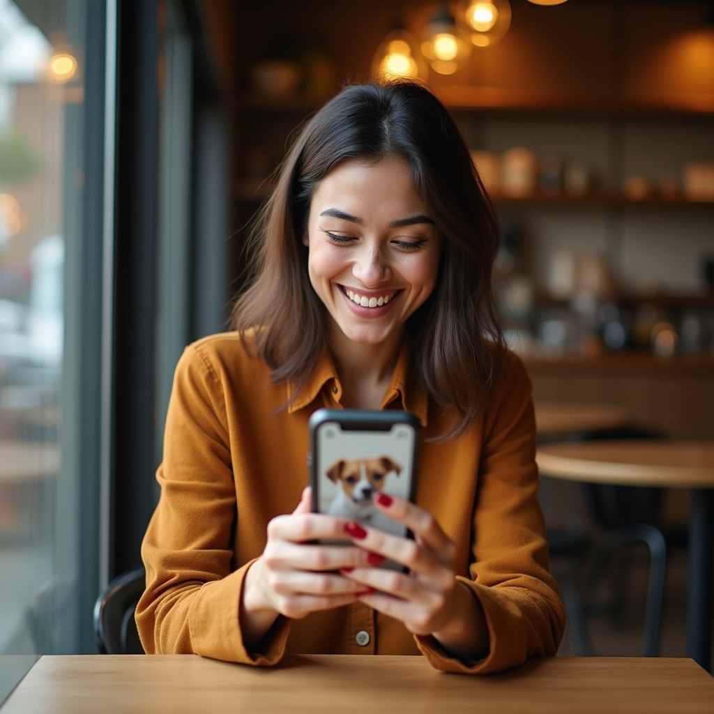 Proprietario che riceve notifica fotografica sul telefono